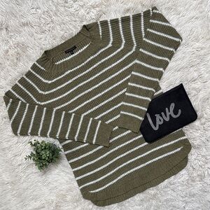 Staccato Striped Knit Sweater 💗 Sage Green & White